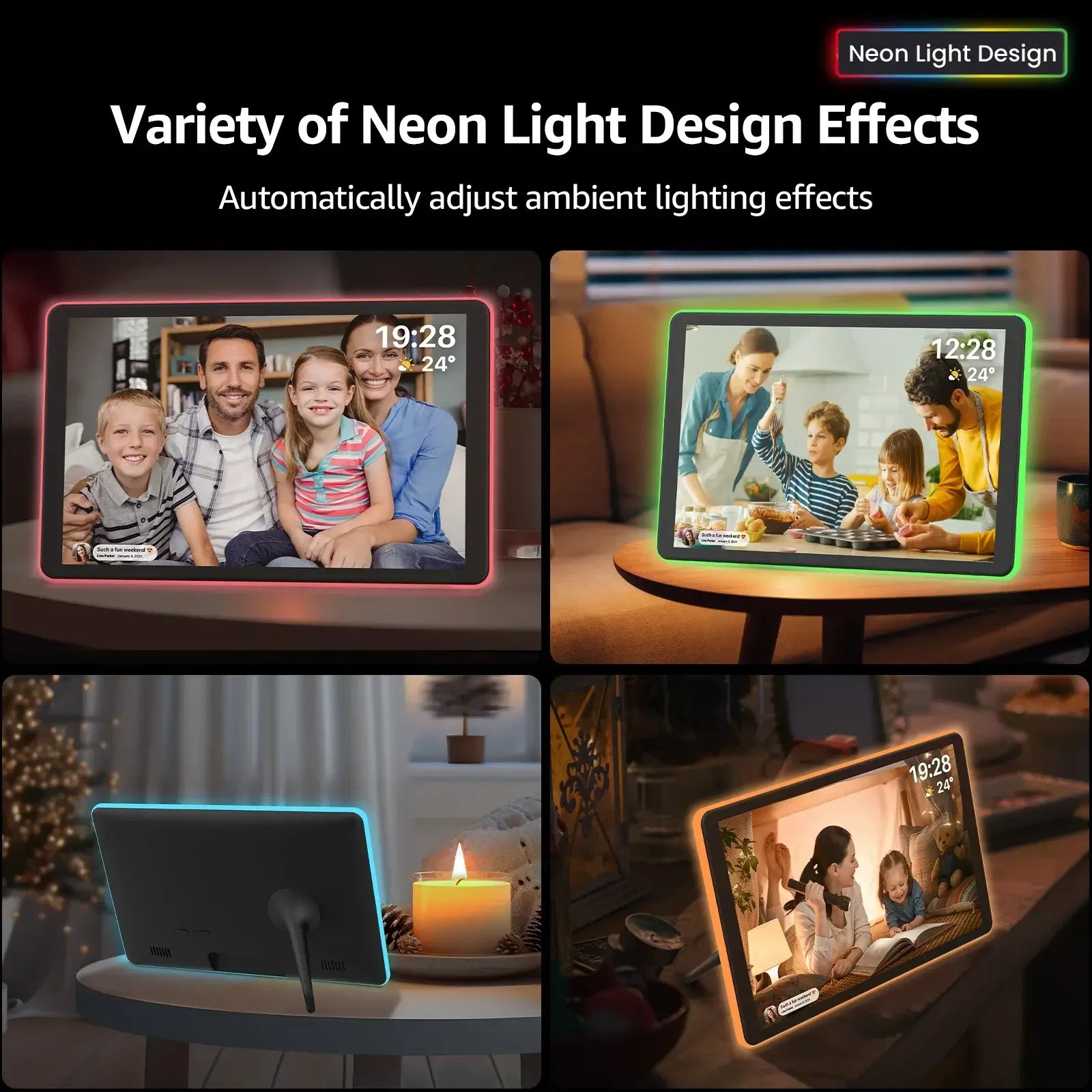 Apolosign 10.1" Neon Digital Photo Frame – AI Color Lighting