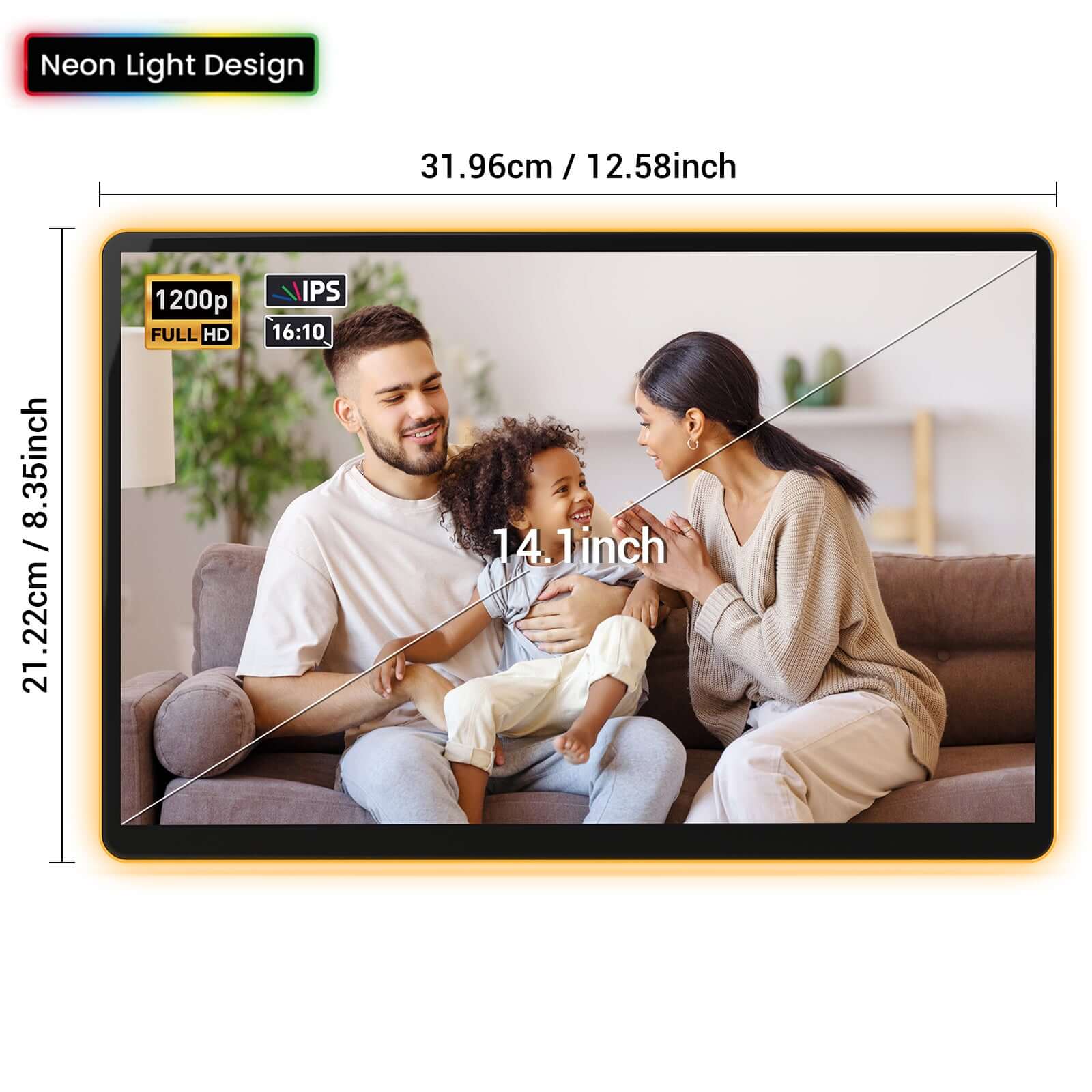 Apolosign 14.1" Neon Digital Photo Frame – AI Color Lighting