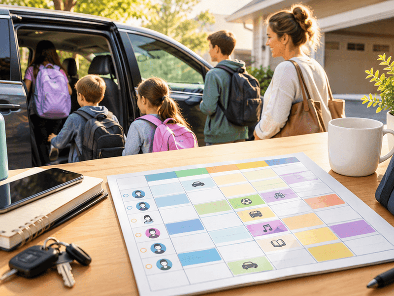 Mastering the Multi-Kid Carpool and Practice Matrix During Your Weekly Reset