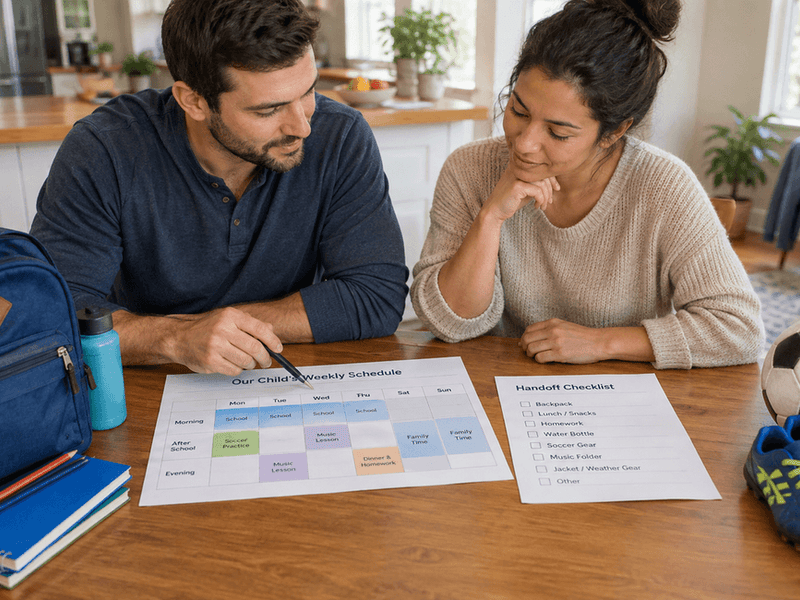 Co-Parenting Weekly Schedule Sync: Managing Handoffs, Gear, and Shared Calendars