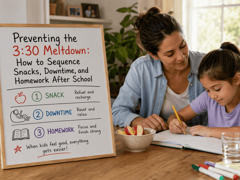 Preventing the 3:30 Meltdown: How to Sequence Snacks, Downtime, and Homework After School