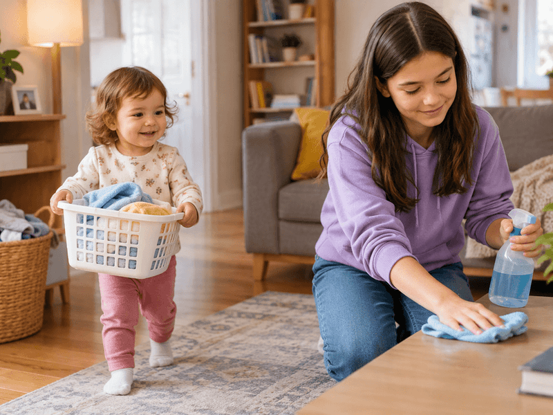 Sibling Chore Division with a Wide Age Gap: Managing Tasks Between Toddlers and Tweens