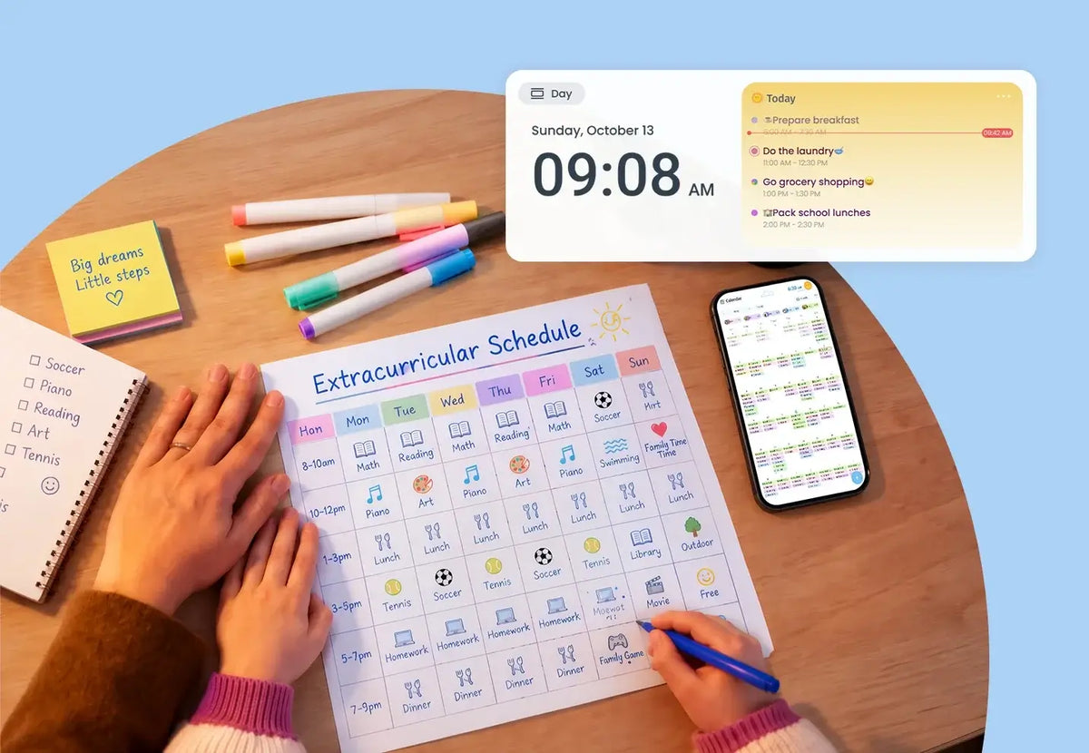 Apolosign digital calendar syncing schedules with the mobile app to keep all family schedules together.