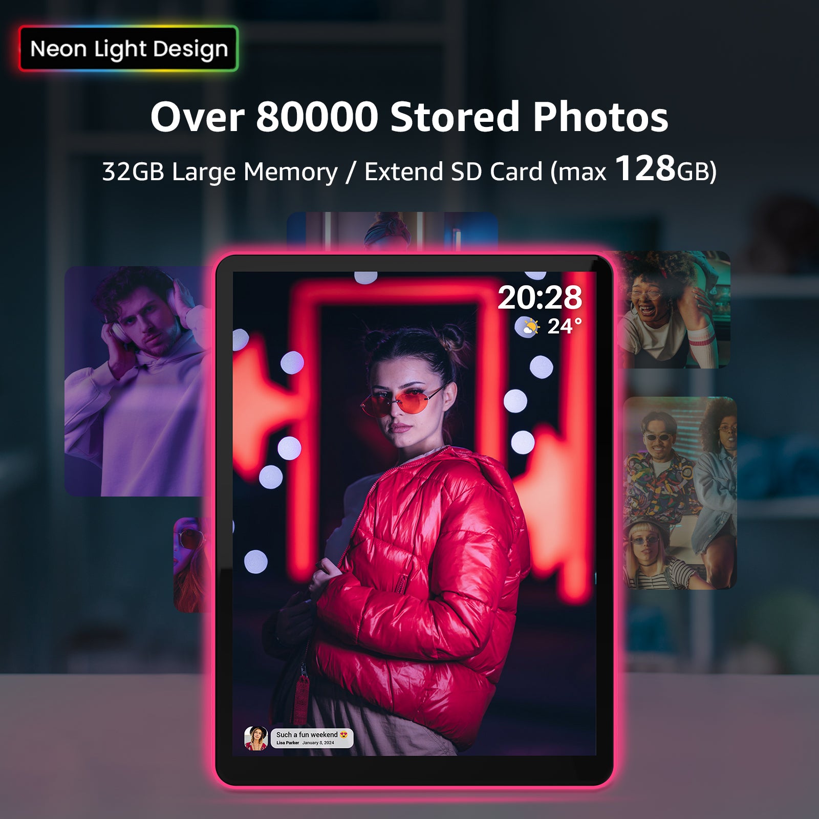 10-inch 2K Neon Light Digital Photo Frame