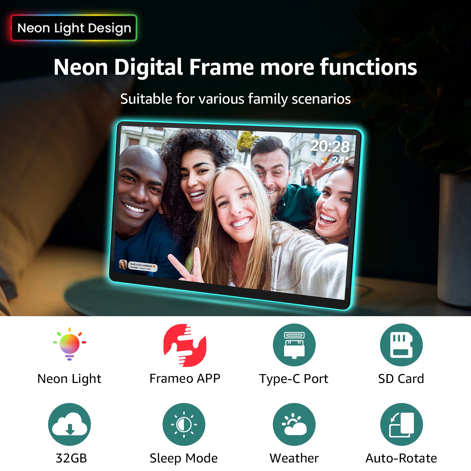 14.1-inch Neon Light Digital Photo Frame