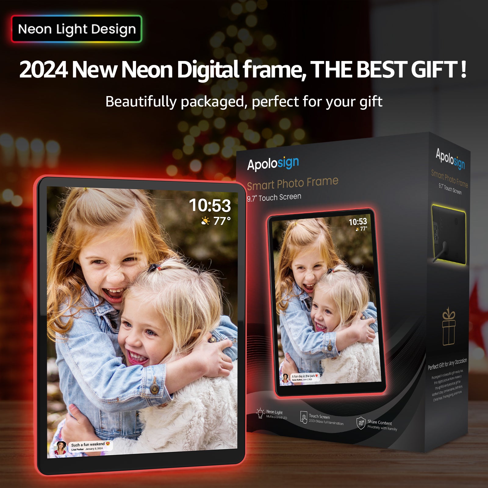 10-inch 2K Neon Light Digital Photo Frame