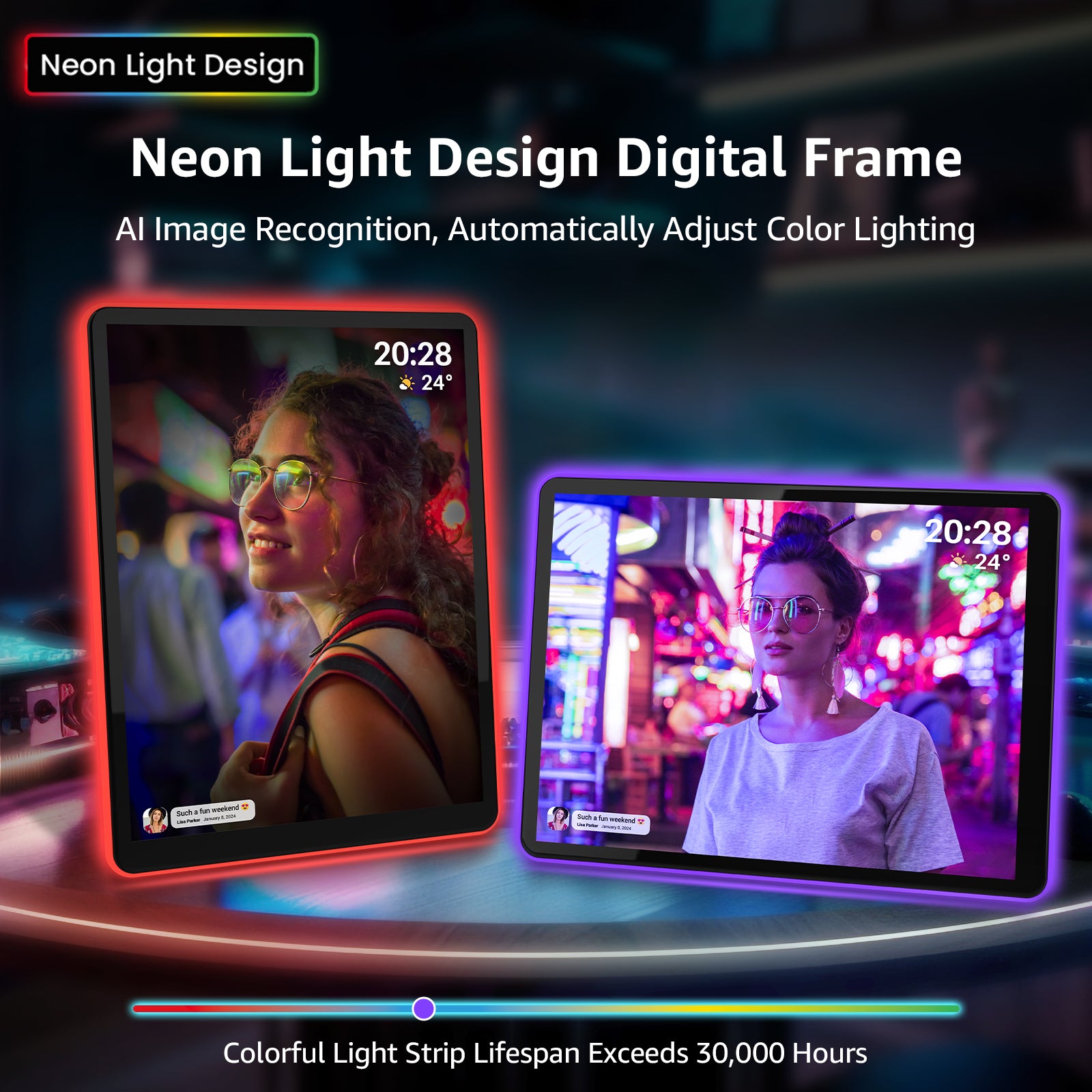10-inch 2K Neon Light Digital Photo Frame