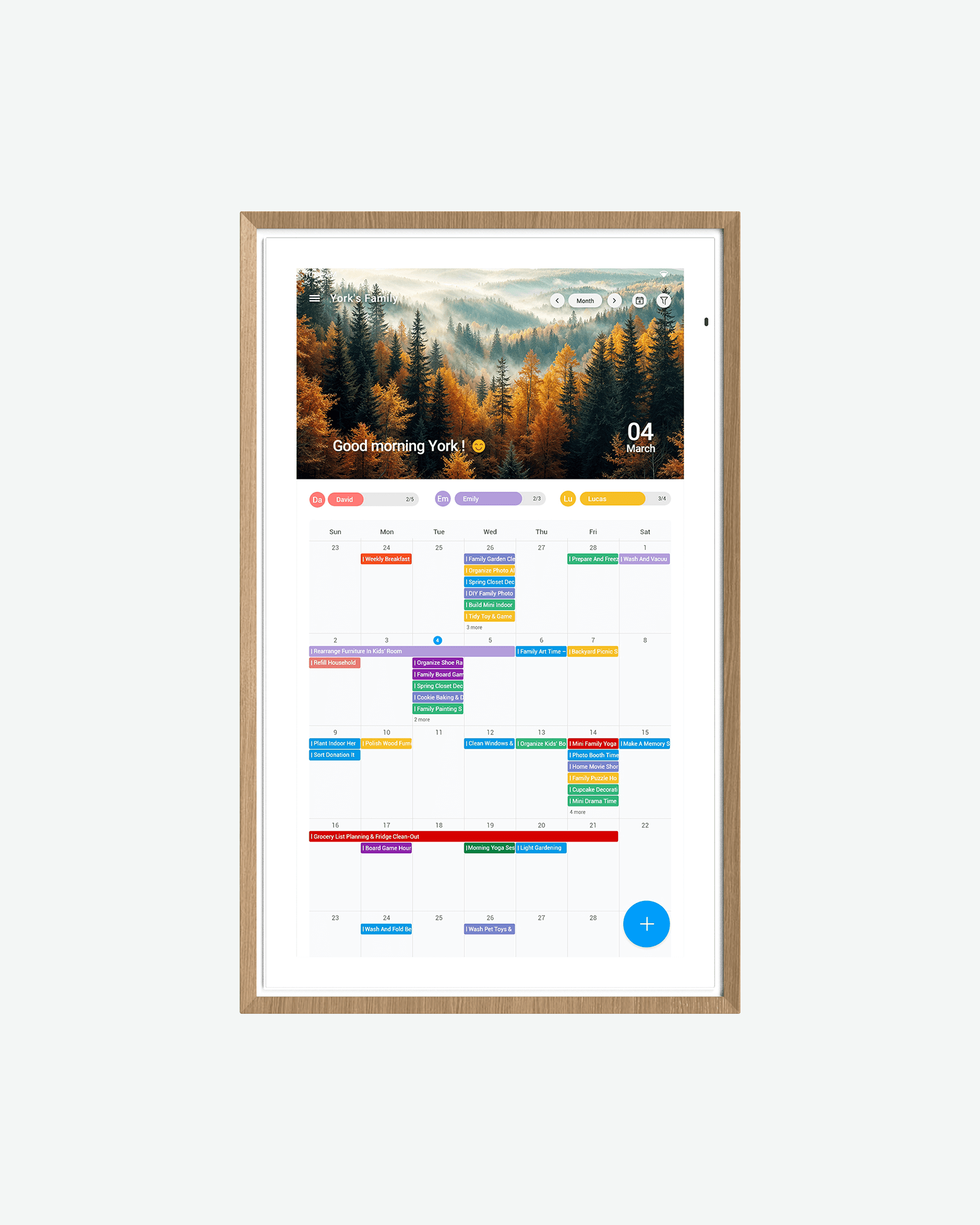 Apolosign 21.5" Digital Calendar - Teak Yellow