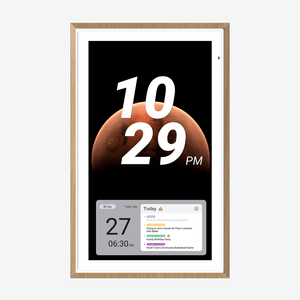 Apolosign 27" digital calendar showcasing time, date, and today's schedule with events like family party.